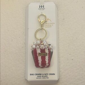 Haute Hippie Red and White Beaded Popcorn Key Chain